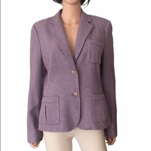 Ralph Lauren Chaps Purple Wool Blend Tailored Blazer Jacket Pocket Office Preppy